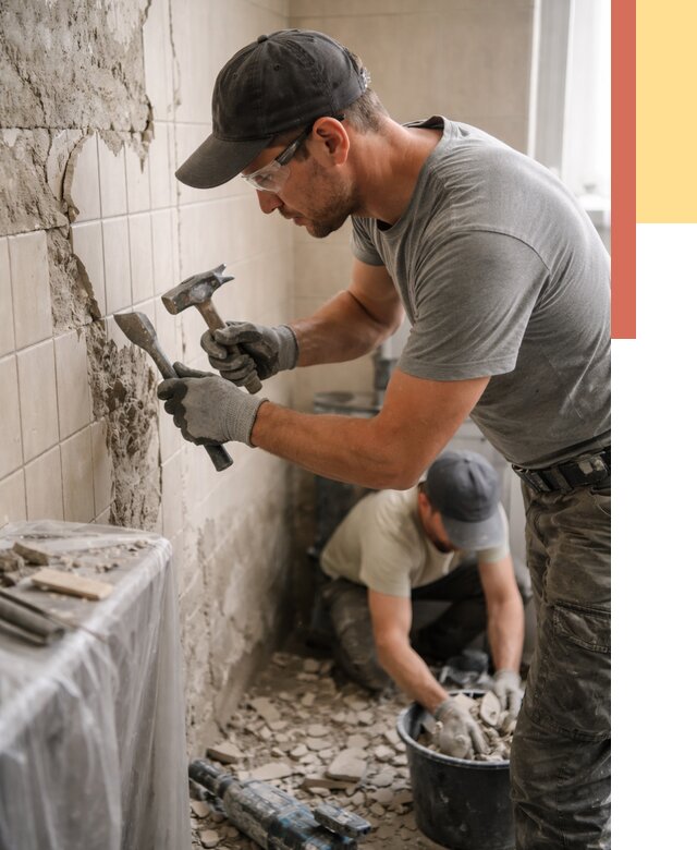 Демонтаж плитки со стен в Тутаеве от 891 руб. — быстро и недорого | ОТДЕЛОЧНИК-Ттв