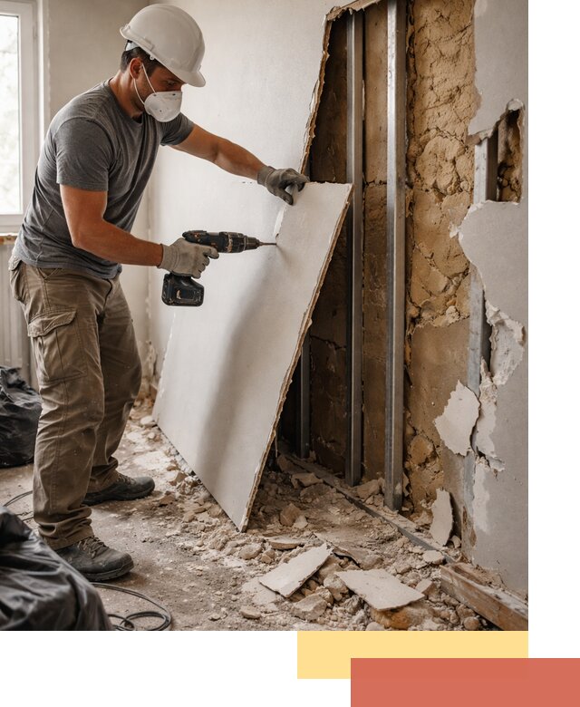 Демонтаж гипсокартона со стен в Тутаеве качественно и быстро