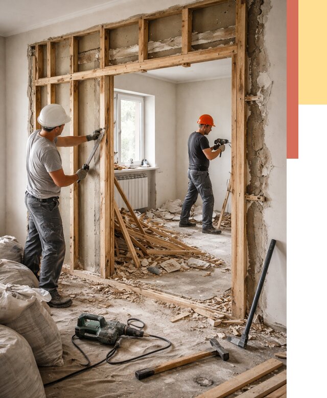 Демонтаж деревянных перегородок в Тутаеве от 3355 руб. — быстро и недорого | ОТДЕЛОЧНИК-Ттв