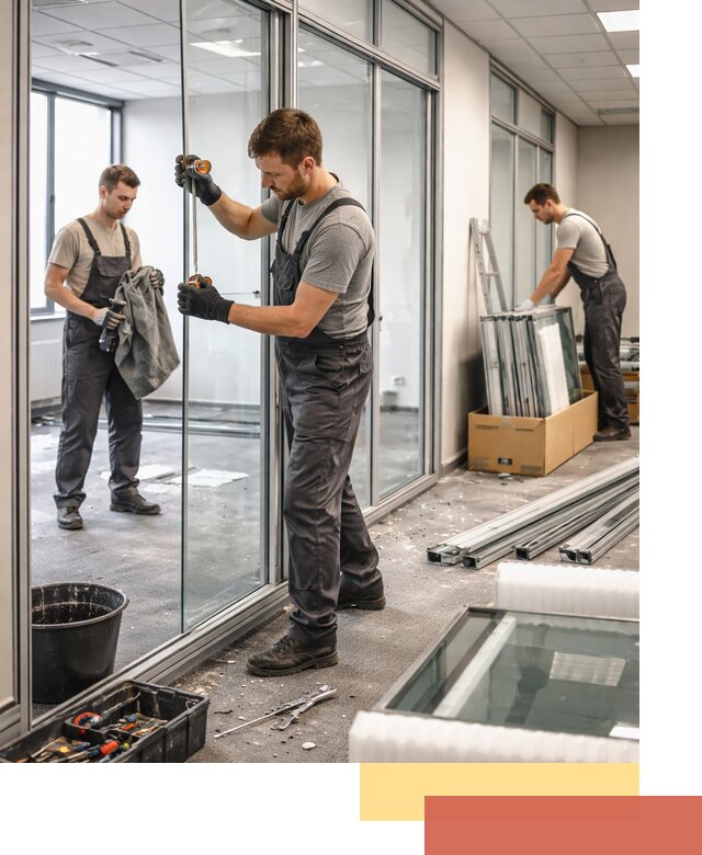 Демонтаж стеклянных перегородок в Тутаеве быстро и безопасно