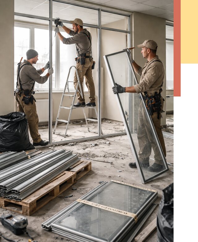 Демонтаж алюминиевых перегородок в Тутаеве от 4403 руб. — быстро и недорого | ОТДЕЛОЧНИК-Ттв