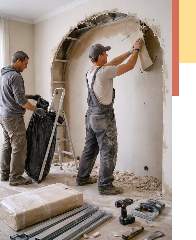 Демонтаж арки из гипсокартона в Тутаеве от 3669 руб. — услуги под ключ | ОТДЕЛОЧНИК-Ттв