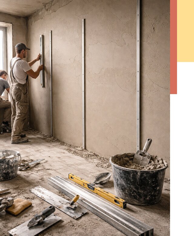 Штукатурка стен по маякам в Тутаеве от 5766 руб./м² — выравнивание под ключ | ОТДЕЛОЧНИК-Ттв