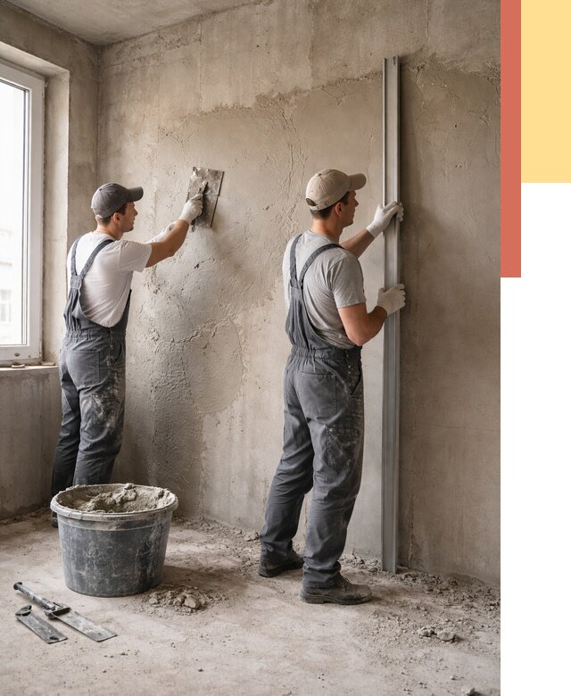 Штукатурка бетонных стен в Тутаеве от 4718 руб/м² — качественно и быстро | ОТДЕЛОЧНИК-Ттв