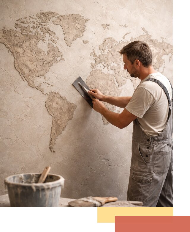 Декоративная штукатурка «Карта мира» под ключ в Тутаеве