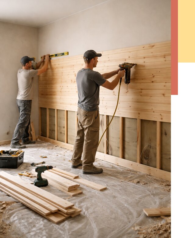 Монтаж деревянной вагонки на стены в Тутаеве от 7863 руб. | Услуги монтажа вагонки | ОТДЕЛОЧНИК-Ттв