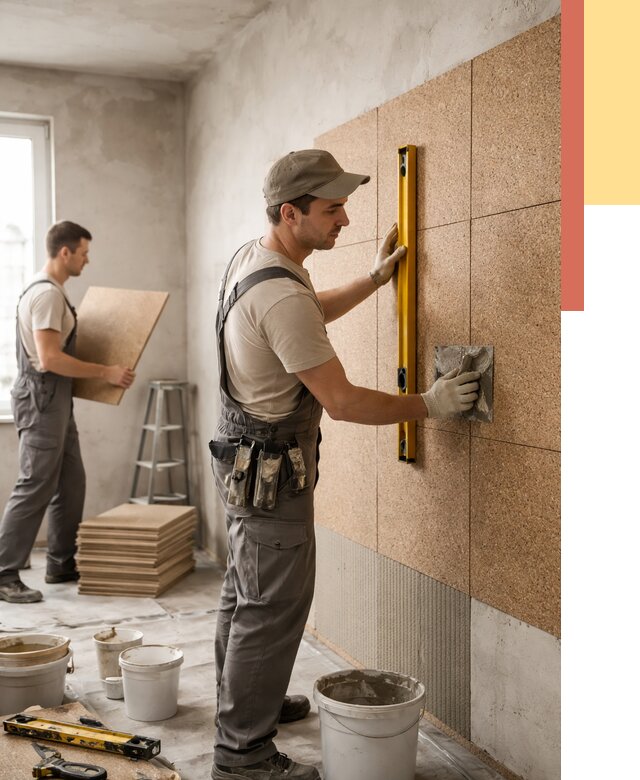 Монтаж пробковых панелей на стены в Тутаеве от 3669 руб. — ОТДЕЛОЧНИК-Ттв