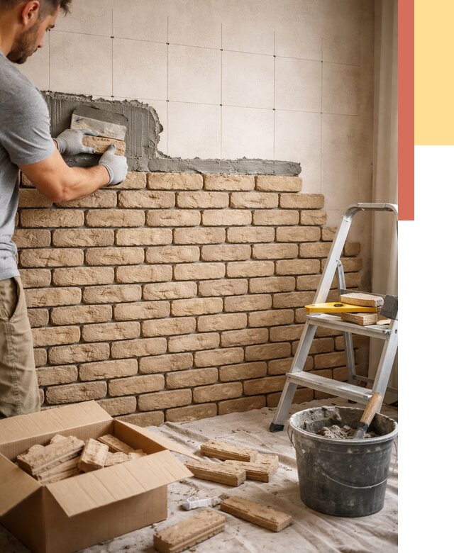 Монтаж декоративного кирпича в Тутаеве от 3355 руб./м² — быстро и недорого | ОТДЕЛОЧНИК-Ттв