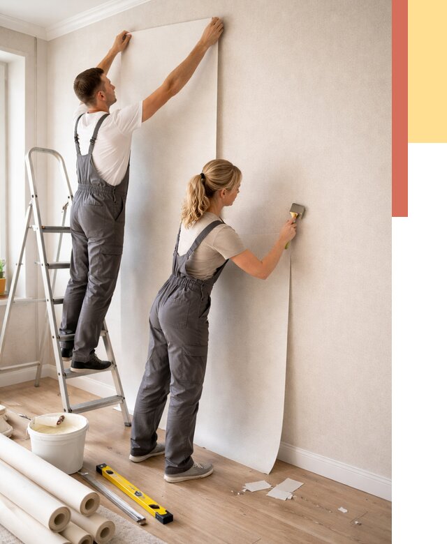 Поклейка флизелиновых обоев в Тутаеве от 6290 руб. | Быстро и недорого — ОТДЕЛОЧНИК-Ттв