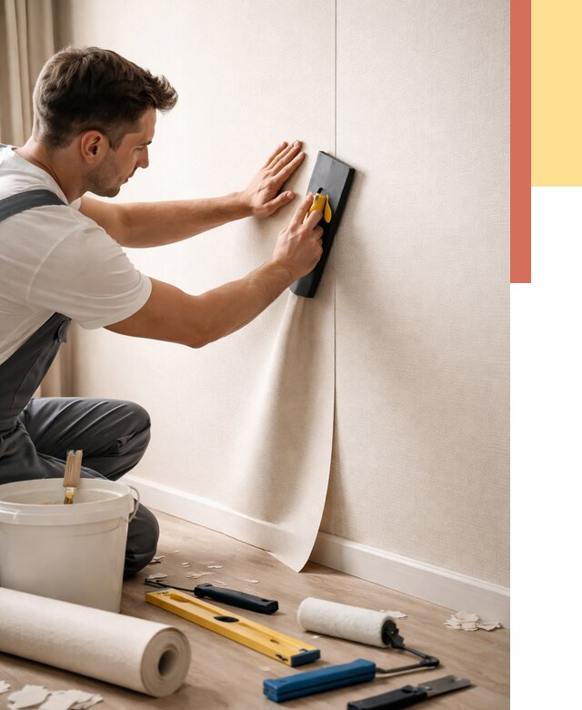 Поклейка виниловых обоев в Тутаеве от 4718 руб. | Быстро и недорого — ОТДЕЛОЧНИК-Ттв