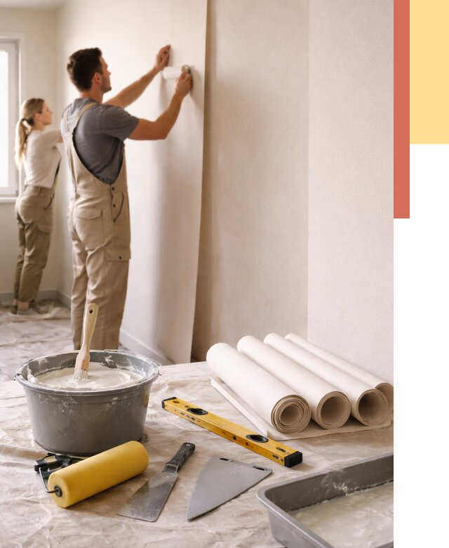 Поклейка бумажных обоев в Тутаеве от 5766 руб./м2 — быстро и недорого | ОТДЕЛОЧНИК-Ттв