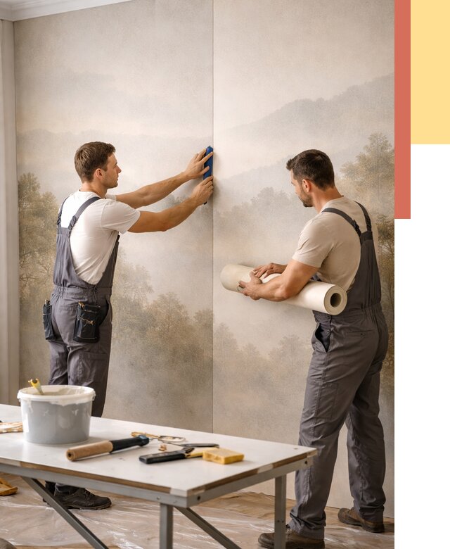 Поклейка фотообоев в Тутаеве от 8911 руб/м² — быстро и недорого | ОТДЕЛОЧНИК-Ттв