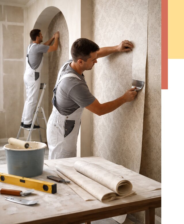 Поклейка обоев на сложные стены в Тутаеве от 2936 руб. под ключ | ОТДЕЛОЧНИК-Ттв