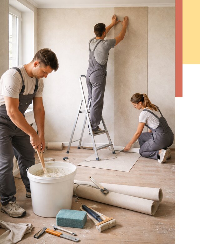 Оклейка стен обоями в Тутаеве от 3669 руб/м2 — быстро и недорого | ОТДЕЛОЧНИК-Ттв