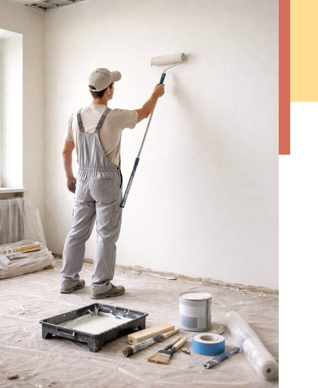 Покраска стен водоэмульсионной краской в Тутаеве от 472 руб. за м² | ОТДЕЛОЧНИК-Ттв