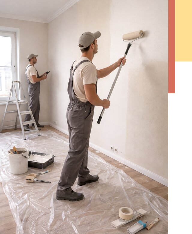 Покраска стен акриловой краской в Тутаеве от 3669 руб./м² — быстро и недорого | ОТДЕЛОЧНИК-Ттв