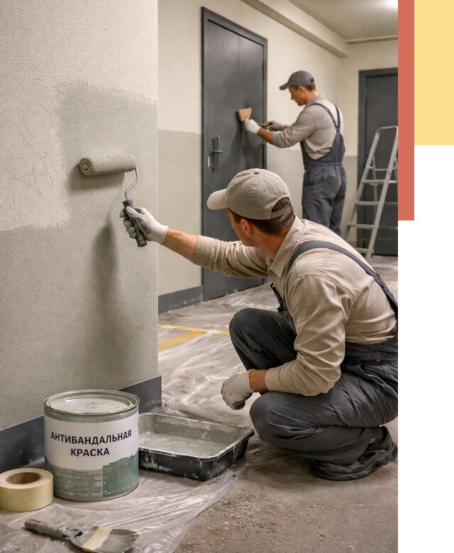 Покраска стен антивандальной краской в Тутаеве от 4718 руб./м² под ключ | ОТДЕЛОЧНИК-Ттв