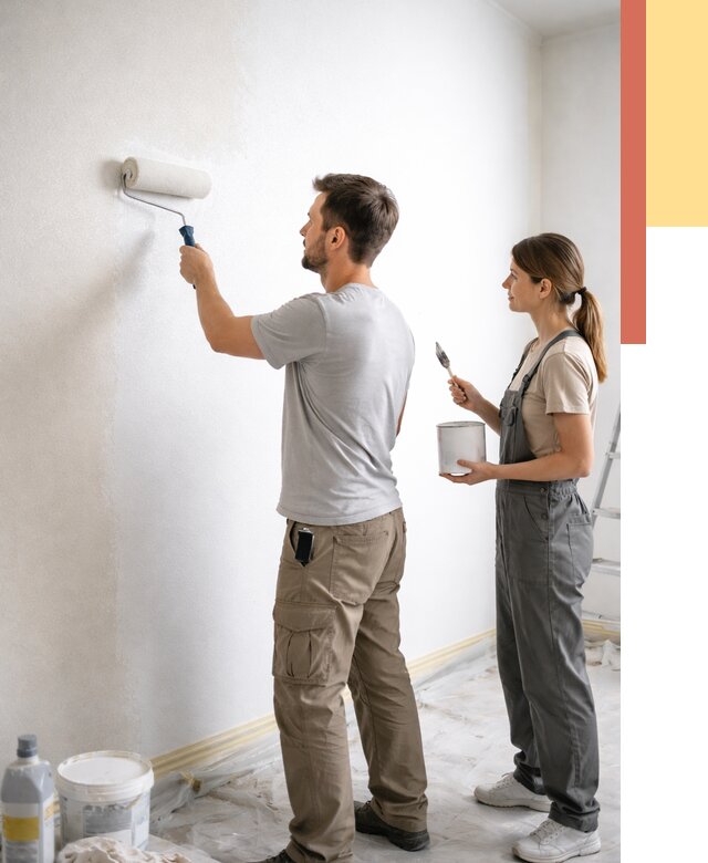 Окраска стен по стеклохолсту в Тутаеве от 4718 руб/м² под ключ | ОТДЕЛОЧНИК-Ттв