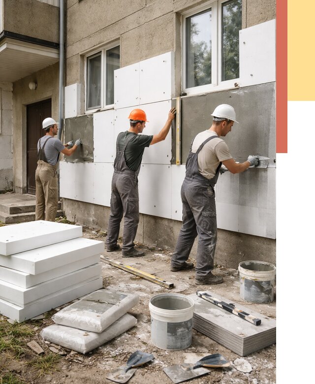 Утепление стен пенопластом в Тутаеве от 1835 руб. — недорого и под ключ | ОТДЕЛОЧНИК-Ттв