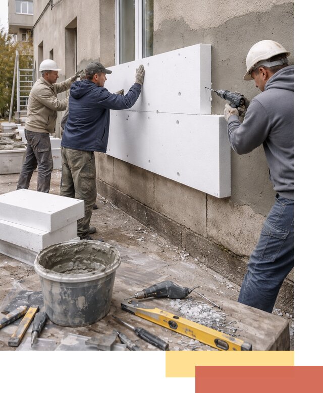 Утепление наружных стен пенопластом в Тутаеве