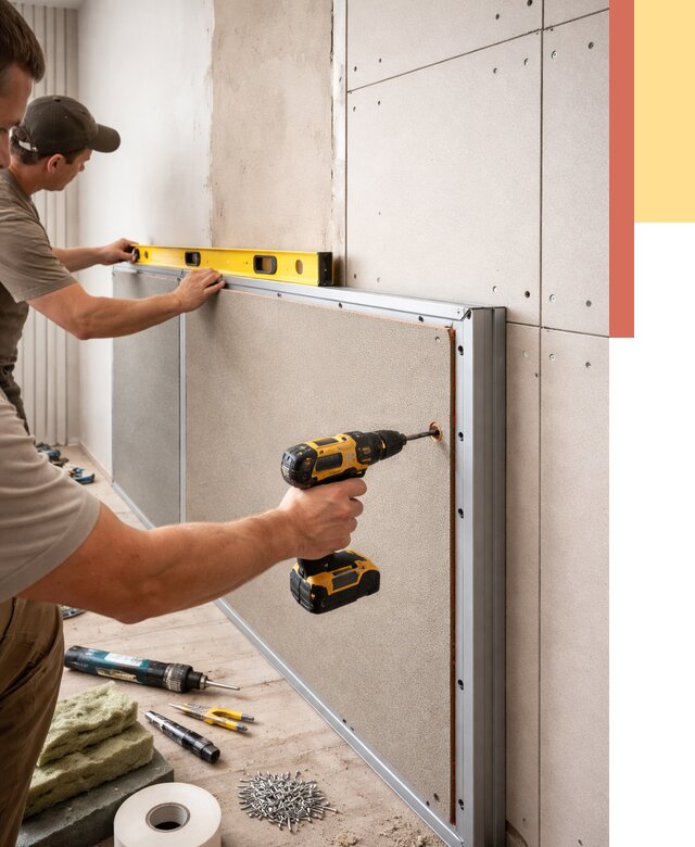 Шумоизоляция стен панелями ЗИПС в Тутаеве от 2306 руб./м² под ключ | ОТДЕЛОЧНИК-Ттв