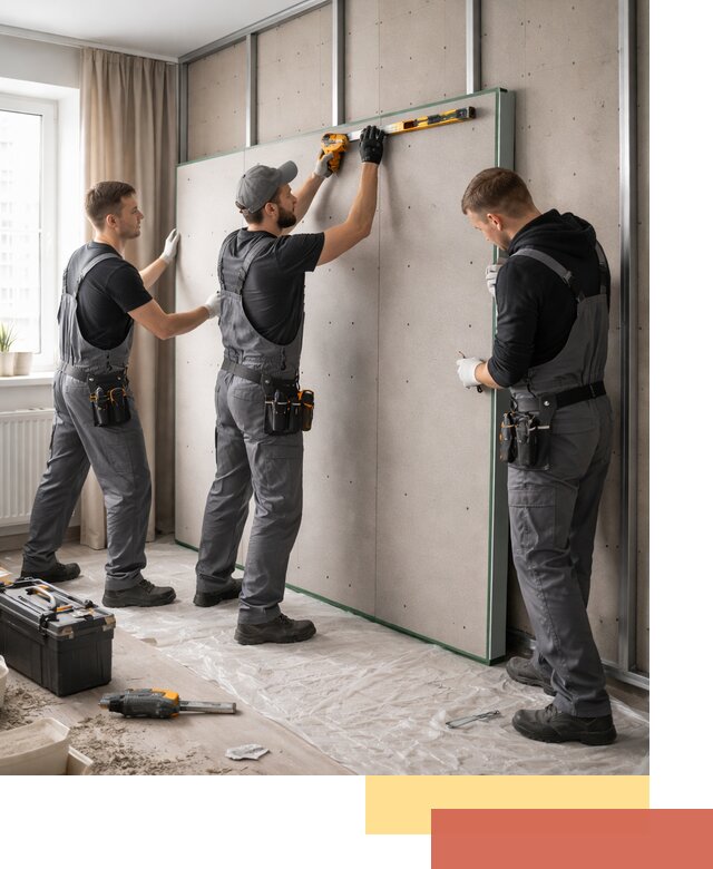 Шумоизоляция стен панелями ЗИПС в Тутаеве для жилых и коммерческих помещений