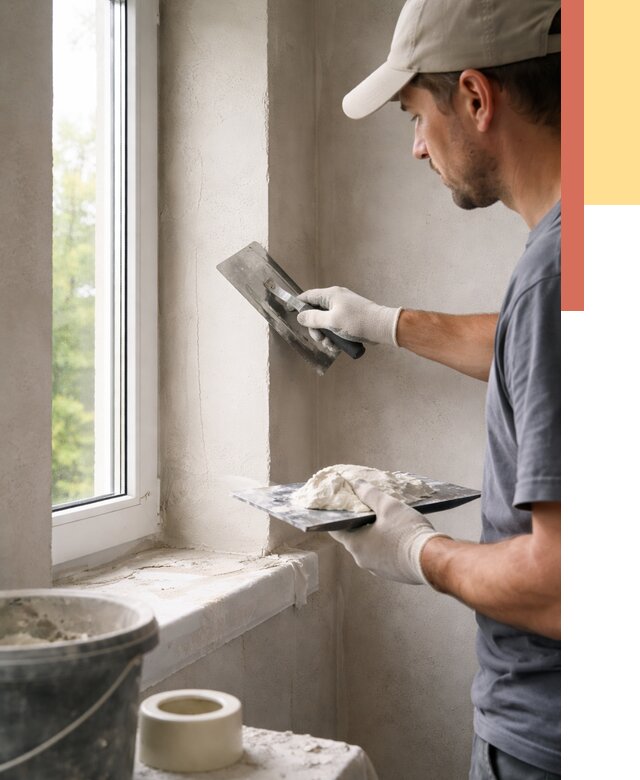 Штукатурка откосов в Тутаеве от 4718 руб/м² — услуги и выравнивание под ключ | ОТДЕЛОЧНИК-Ттв