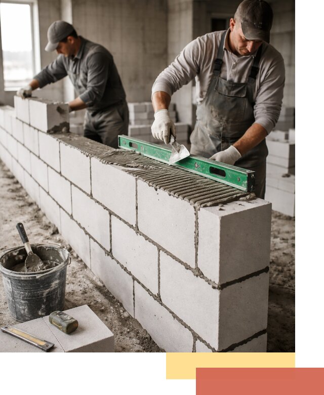 Кладка перегородок из газобетона в Тутаеве быстро и качественно