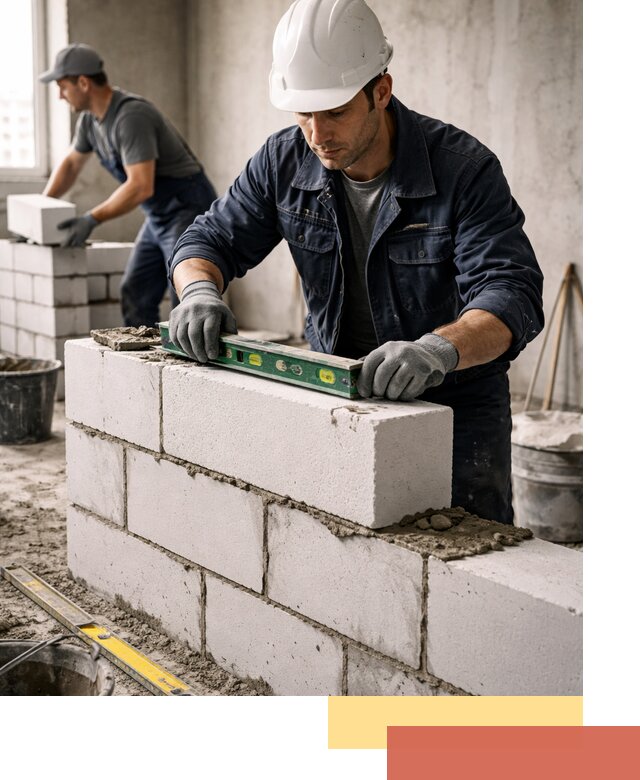 Кладка перегородок из пеноблока под ключ в Тутаеве