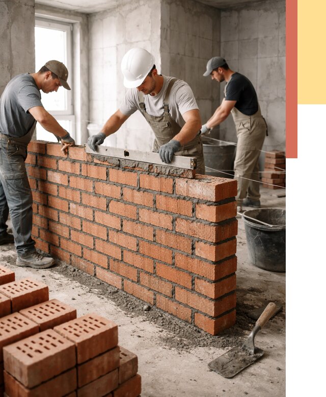 Кладка перегородок из кирпича в Тутаеве от 3669 руб. за м² | ОТДЕЛОЧНИК-Ттв