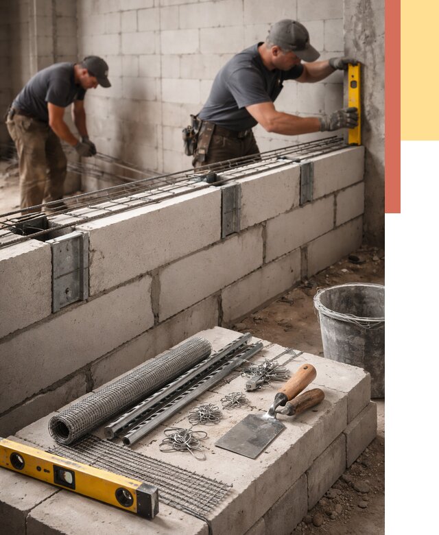 Армирование кладки перегородок в Тутаеве от 786 руб. под ключ | ОТДЕЛОЧНИК-Ттв