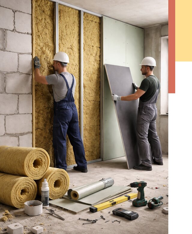 Шумоизоляция перегородок из блоков в Тутаеве от 1940 руб./м² — быстро и недорого | ОТДЕЛОЧНИК-Ттв