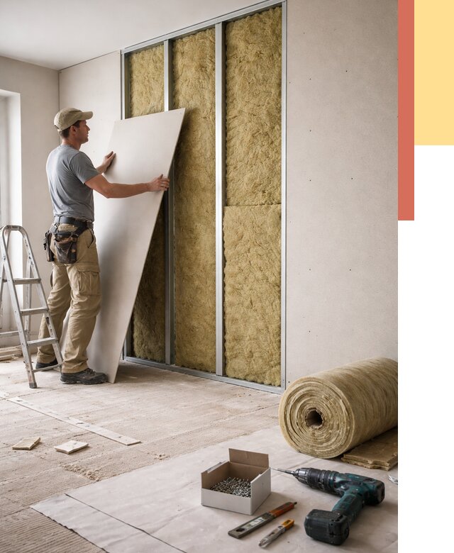 Перегородка из гипсокартона с шумоизоляцией в Тутаеве от 3271 руб. | ОТДЕЛОЧНИК-Ттв