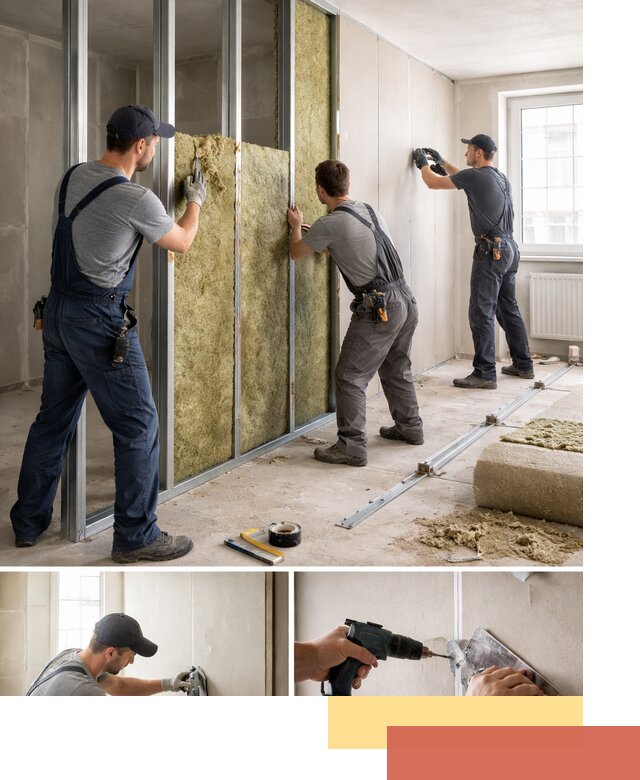 Перегородка из гипсокартона с шумоизоляцией в Тутаеве — монтаж под ключ