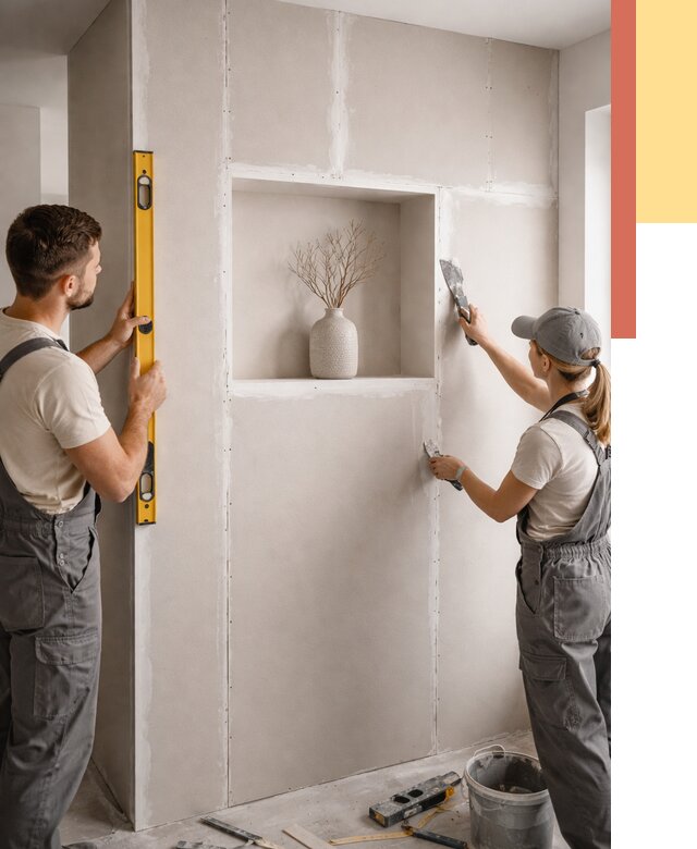 Перегородка из гипсокартона с нишей в Тутаеве от 3407 руб. под ключ | ОТДЕЛОЧНИК-Ттв