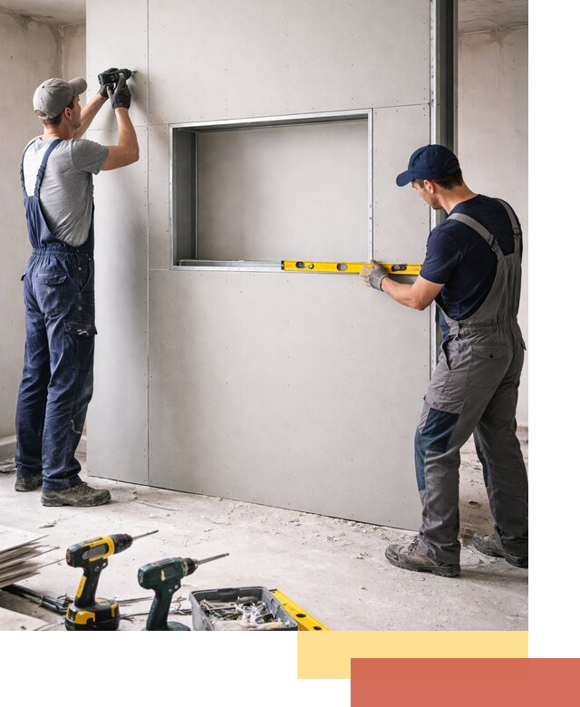 Перегородка из гипсокартона с нишей под декор в Тутаеве