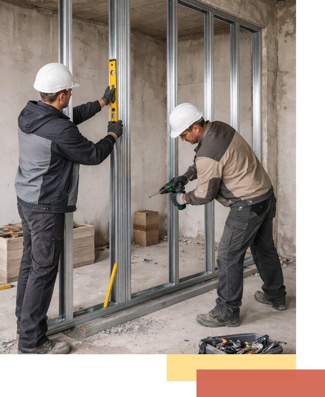 Монтаж каркаса перегородки из профиля в Тутаеве