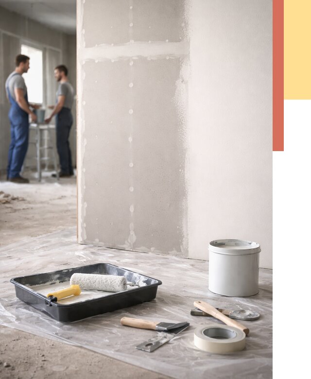 Покраска перегородок из гипсокартона в Тутаеве от 4718 руб. под ключ | ОТДЕЛОЧНИК-Ттв