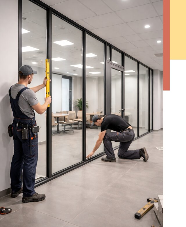 Каркасные стеклянные перегородки в Тутаеве под ключ от 9645 руб. | ОТДЕЛОЧНИК-Ттв