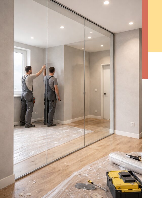 Безрамные стеклянные перегородки в Тутаеве — монтаж от 9960 руб. | ОТДЕЛОЧНИК-Ттв