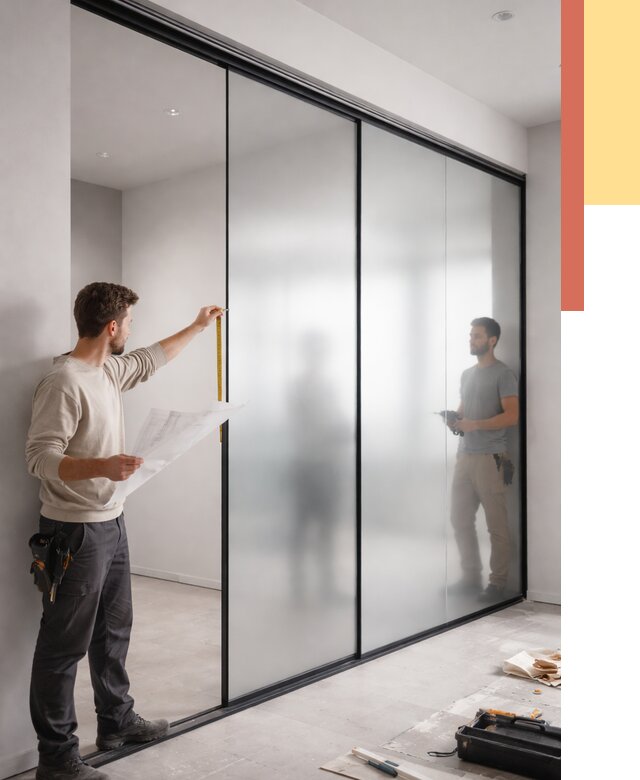 Матовые стеклянные перегородки в Тутаеве от 8911 руб. — монтаж и установка | ОТДЕЛОЧНИК-Ттв