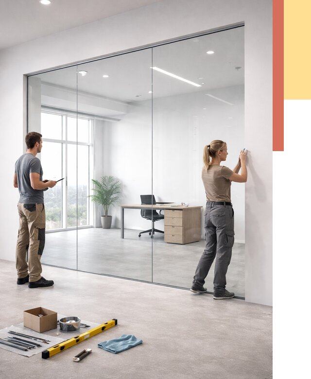 Перегородки из закаленного стекла в Тутаеве от 9960 руб. под ключ | ОТДЕЛОЧНИК-Ттв