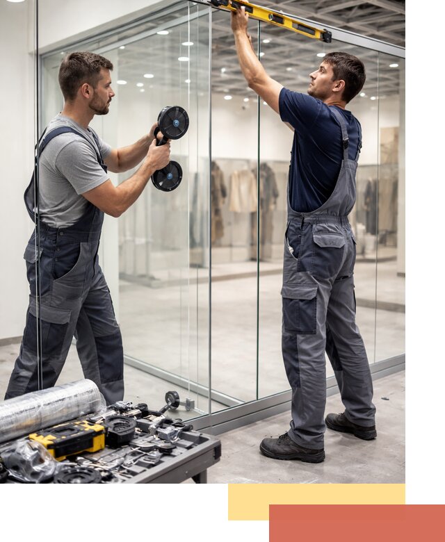 Стеклянные перегородки для магазинов в Тутаеве — монтаж и установка