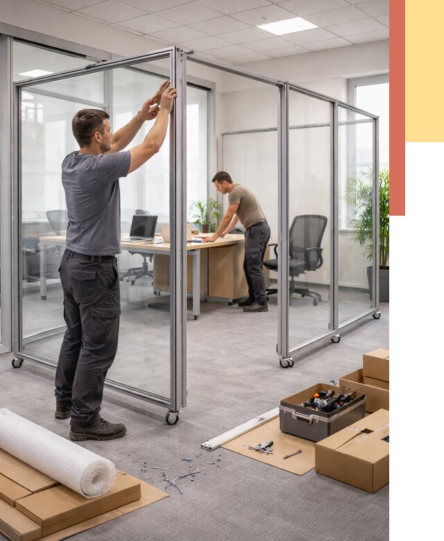 Мобильные офисные перегородки в Тутаеве от 13105 руб. — установка под ключ | ОТДЕЛОЧНИК-Ттв