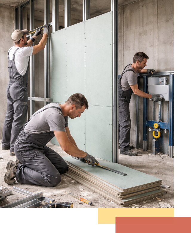 Монтаж и ремонт сантехнических перегородок в Тутаеве