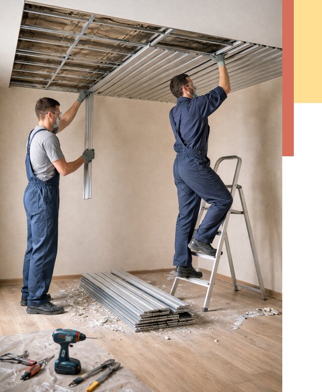 Демонтаж реечного потолка в Тутаеве от 4718 руб. быстро и недорого | ОТДЕЛОЧНИК-Ттв