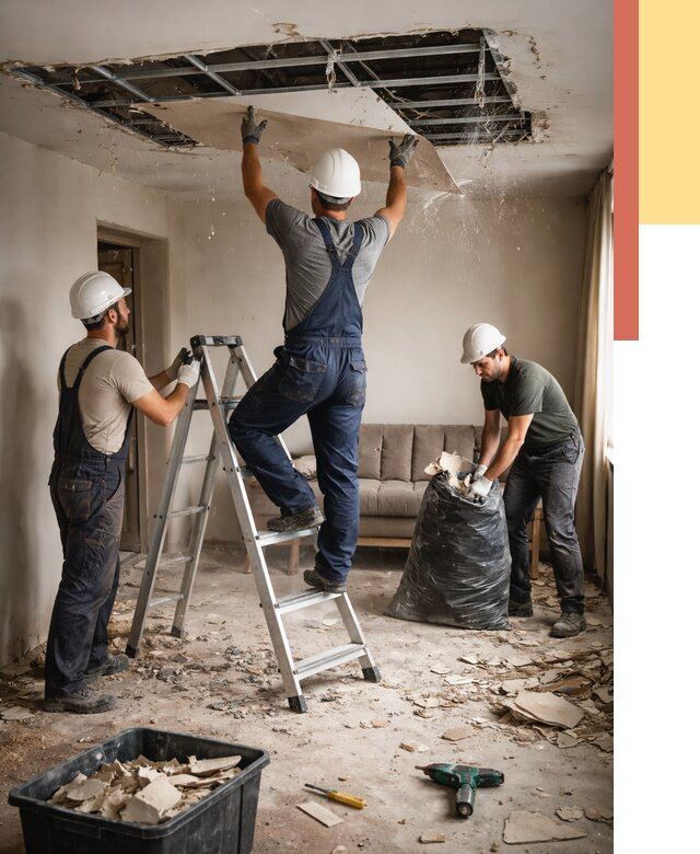 Демонтаж гипсокартонного потолка в Тутаеве от 440 руб. за м2 — ОТДЕЛОЧНИК-Ттв