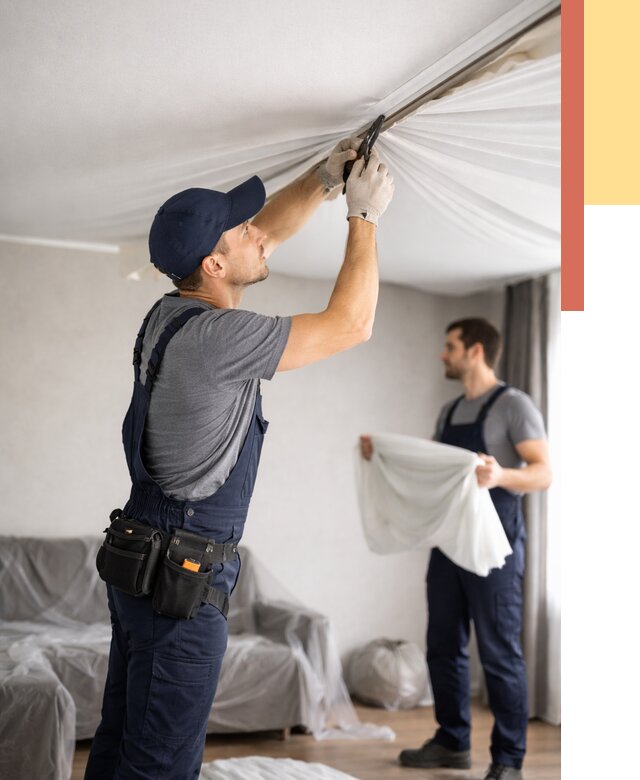 Демонтаж натяжного потолка в Тутаеве от 4718 руб. — снятие и разбор под ключ | ОТДЕЛОЧНИК-Ттв