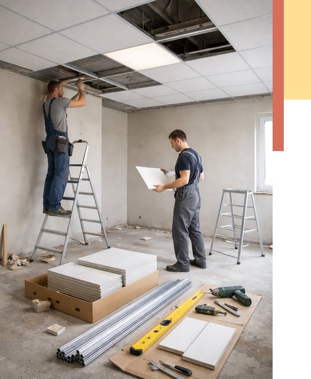 Монтаж потолка армстронг в Тутаеве от 4718 руб/м2 — быстрая установка под ключ | ОТДЕЛОЧНИК-Ттв