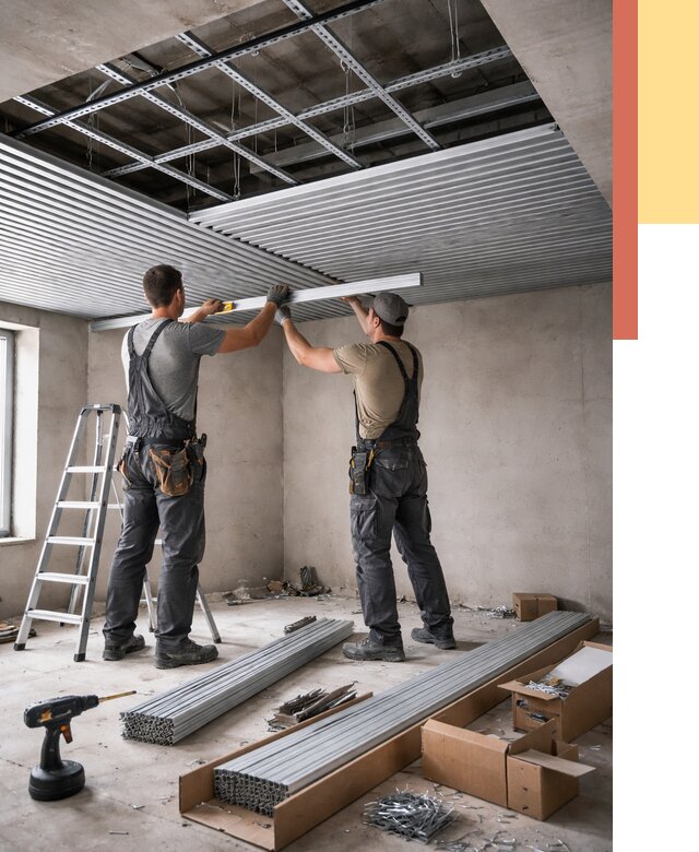 Монтаж реечного потолка в Тутаеве от 4718 руб. под ключ | ОТДЕЛОЧНИК-Ттв